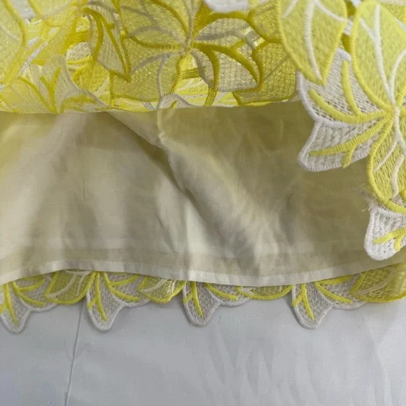 New Anthropologie Sunday In Brooklyn Buttercup Yellow Eyelet Midi Skirt - Picture 10 of 12